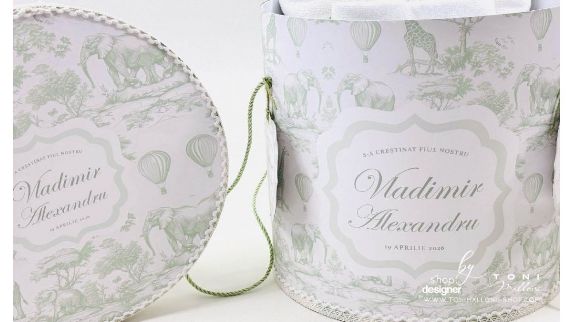 Trusou botez Green Safari personalizat băiat – tematică jungle elegantă verde 18